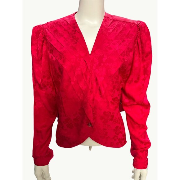 Argenti Petites Tops - Argenti Petites Apple Red Button Snaps All Silk Vintage Blouse Size 10P